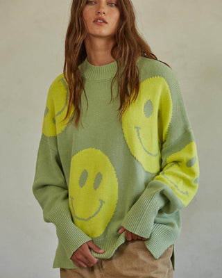 Smile Jacquard Mock Oversize Sweater Sweaters By Together 