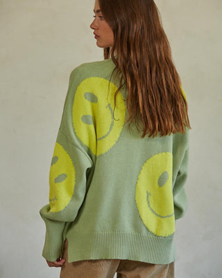 Smile Jacquard Mock Oversize Sweater Sweaters By Together 