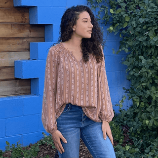 Boho Mocha Floral Woven Blouse Shirts & Tops Andree by Unit 