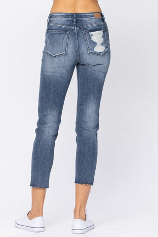 Judy Blue Relaxed Fit Raw Hem Jeans